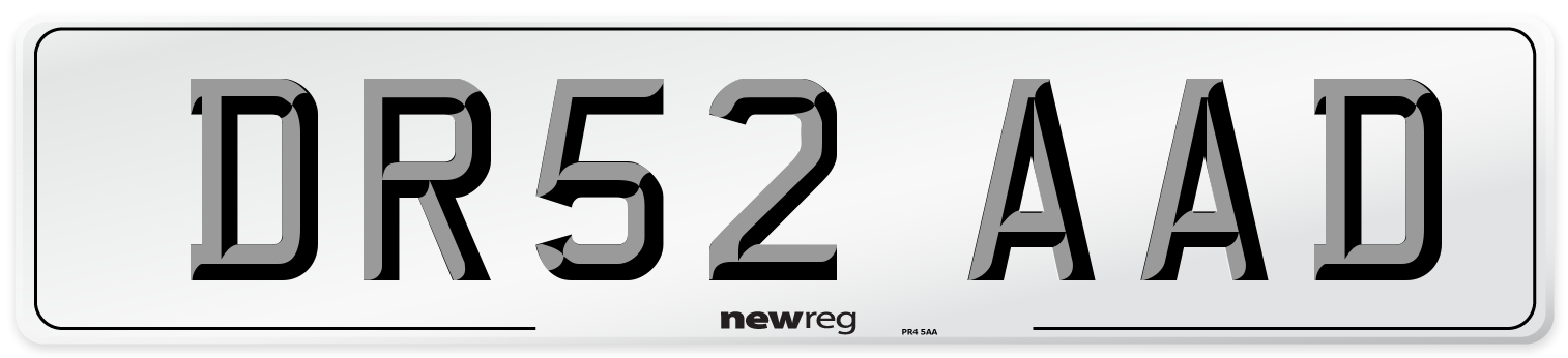 DR52 AAD Number Plate from New Reg